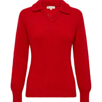 COLLAR V NECK RIB SWEATER