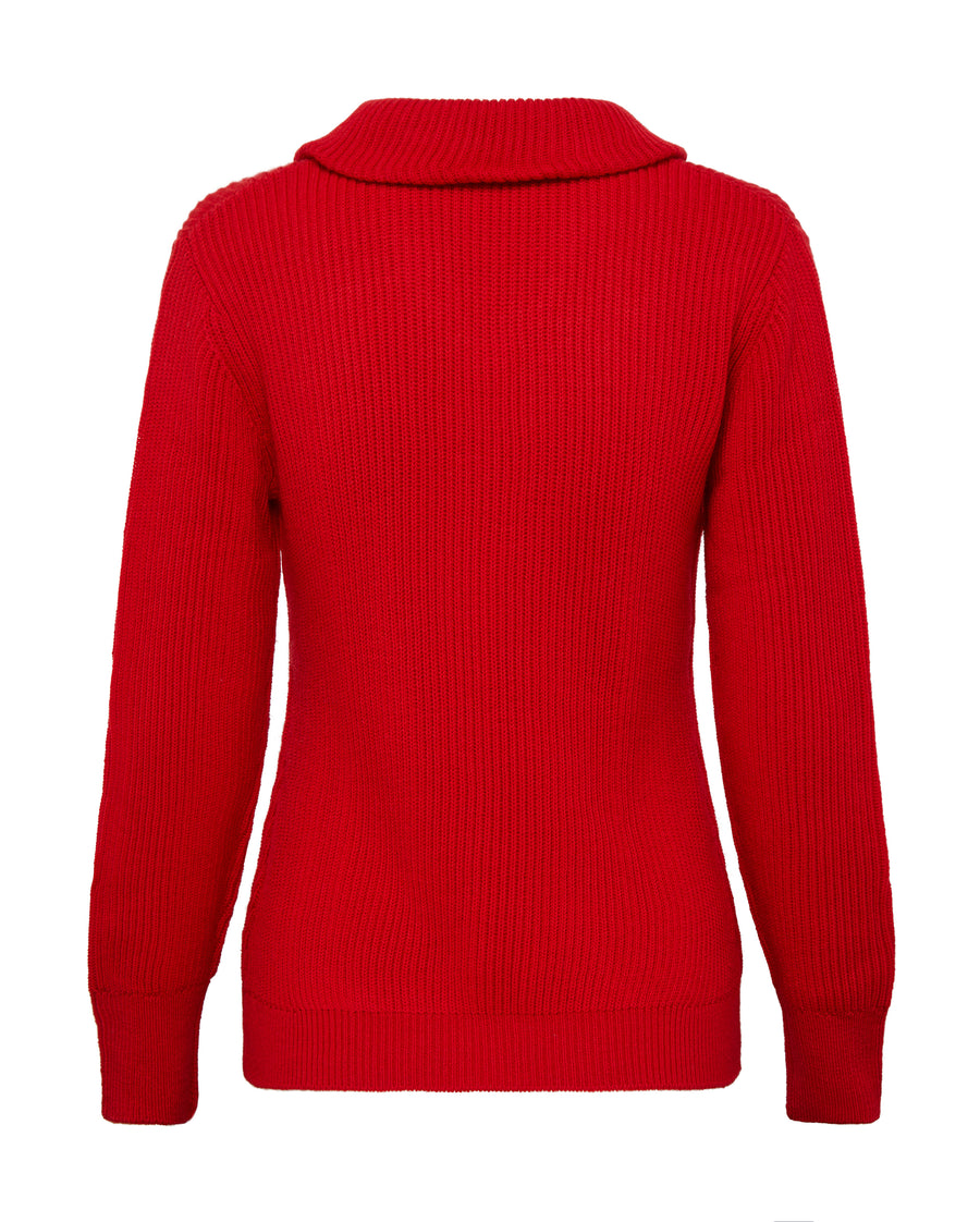 COLLAR V NECK RIB SWEATER