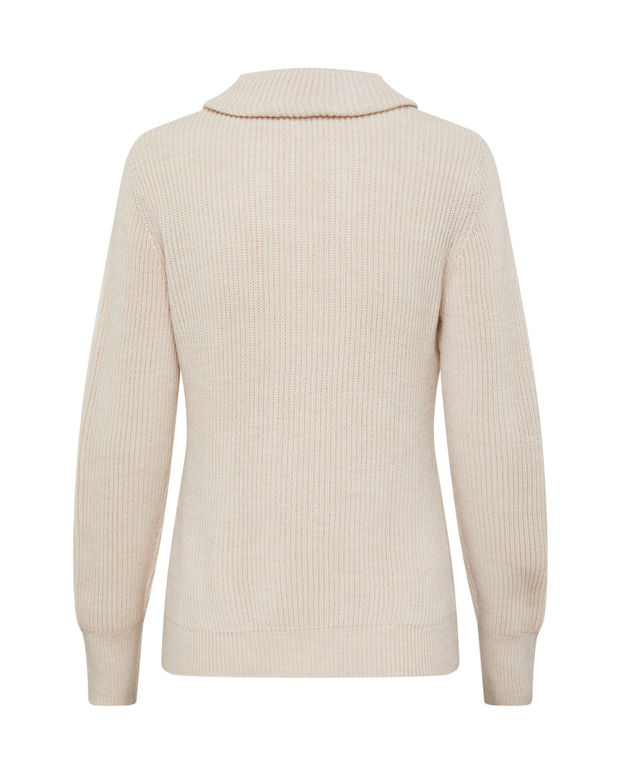 COLLAR V NECK RIB SWEATER