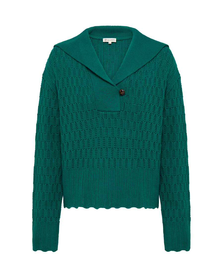 CORDED RIB SAILOR COLLAR SWEATER