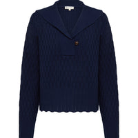 CORDED RIB SAILOR COLLAR SWEATER