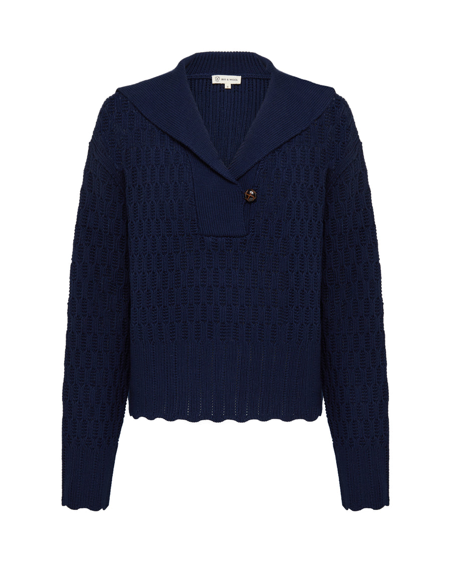 CORDED RIB SAILOR COLLAR SWEATER