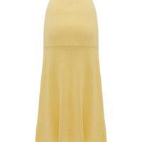 Close up of yellow maize wool skirt perfect for summer events.