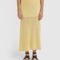 Maize Ruby Pointelle maxi skirt with ribbed pointelle stitch and Cream Ruby Pointelle maxi skirt with ribbed pointelle stitch and stretchy waistband for comfort