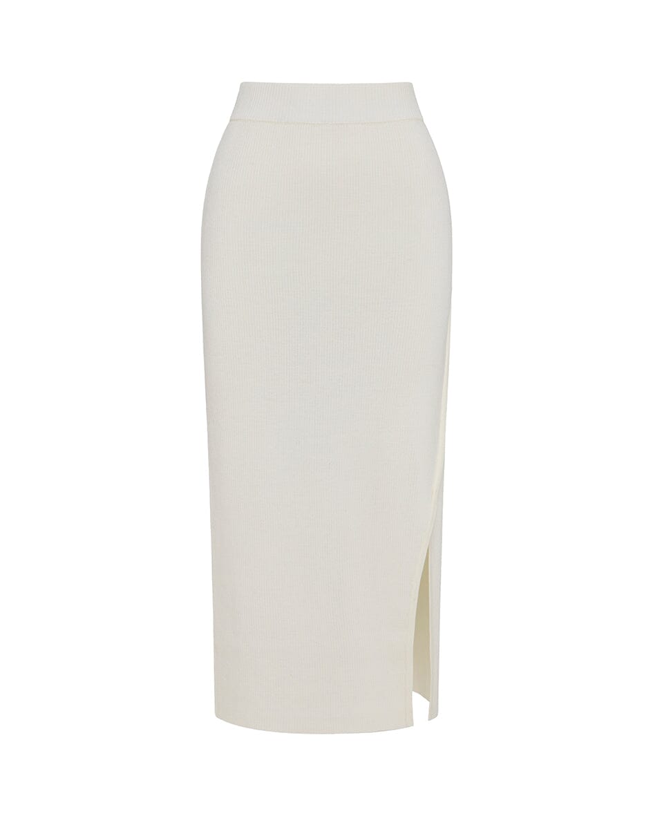 Asymmetric Ribbed Pencil Skirt Iris and Wool 