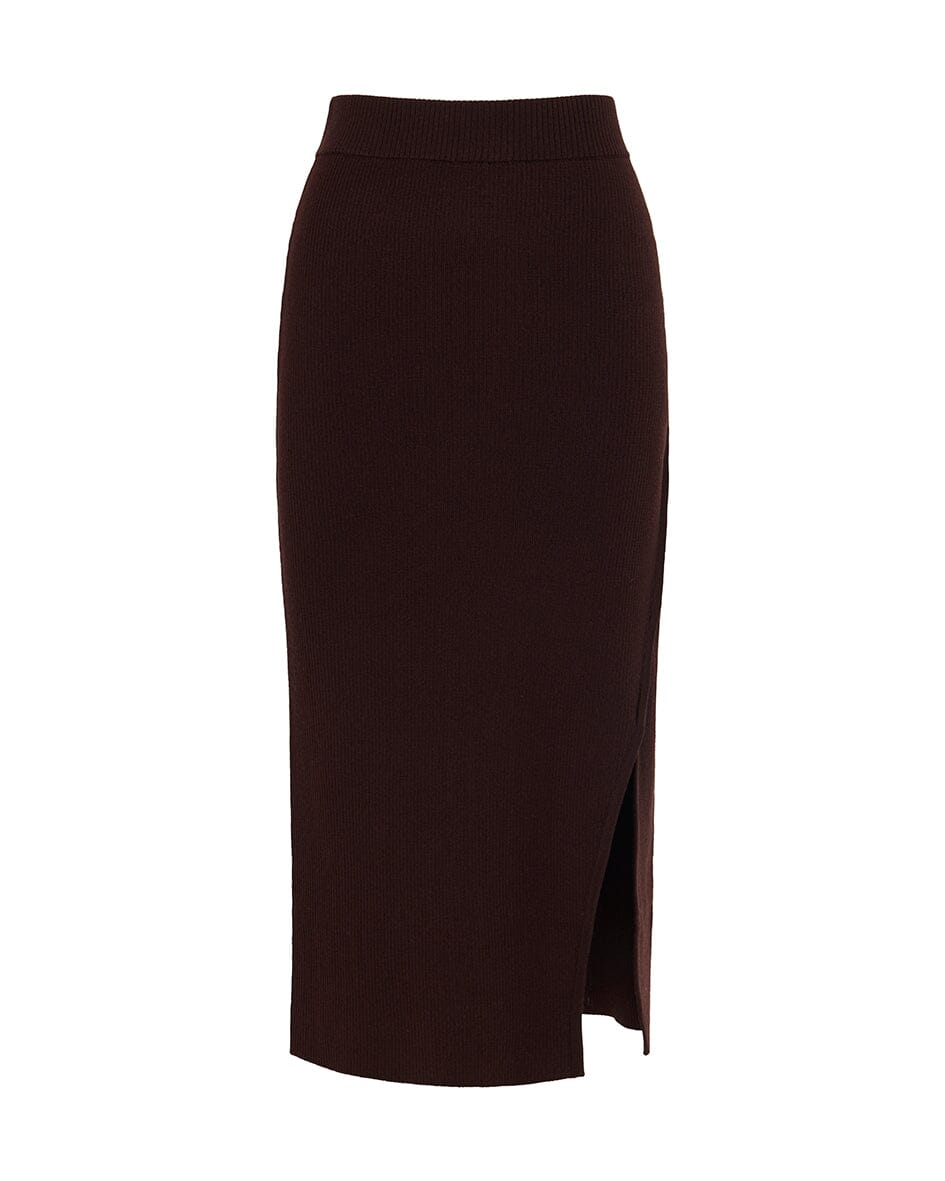 Asymmetric Ribbed Pencil Skirt Iris and Wool 