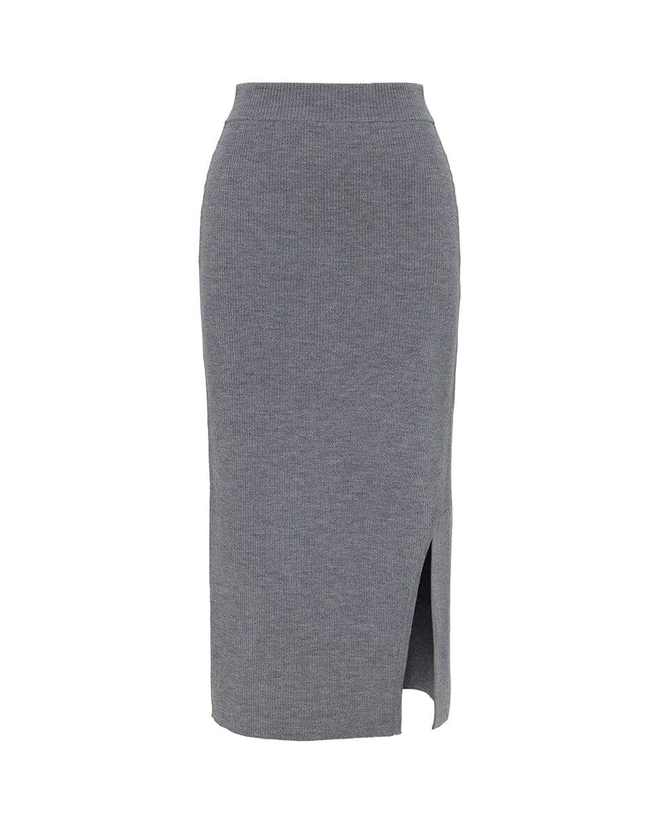 Asymmetric Ribbed Pencil Skirt Iris and Wool 