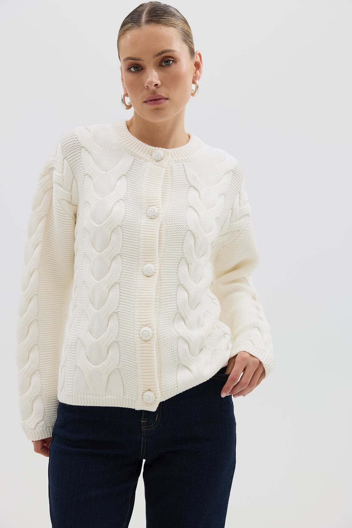 Big Cable Cardi Ivory