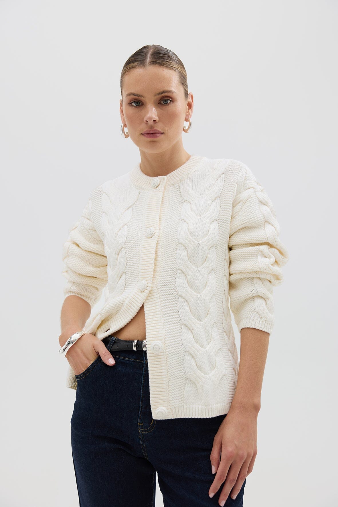 Big Cable Cardi Ivory