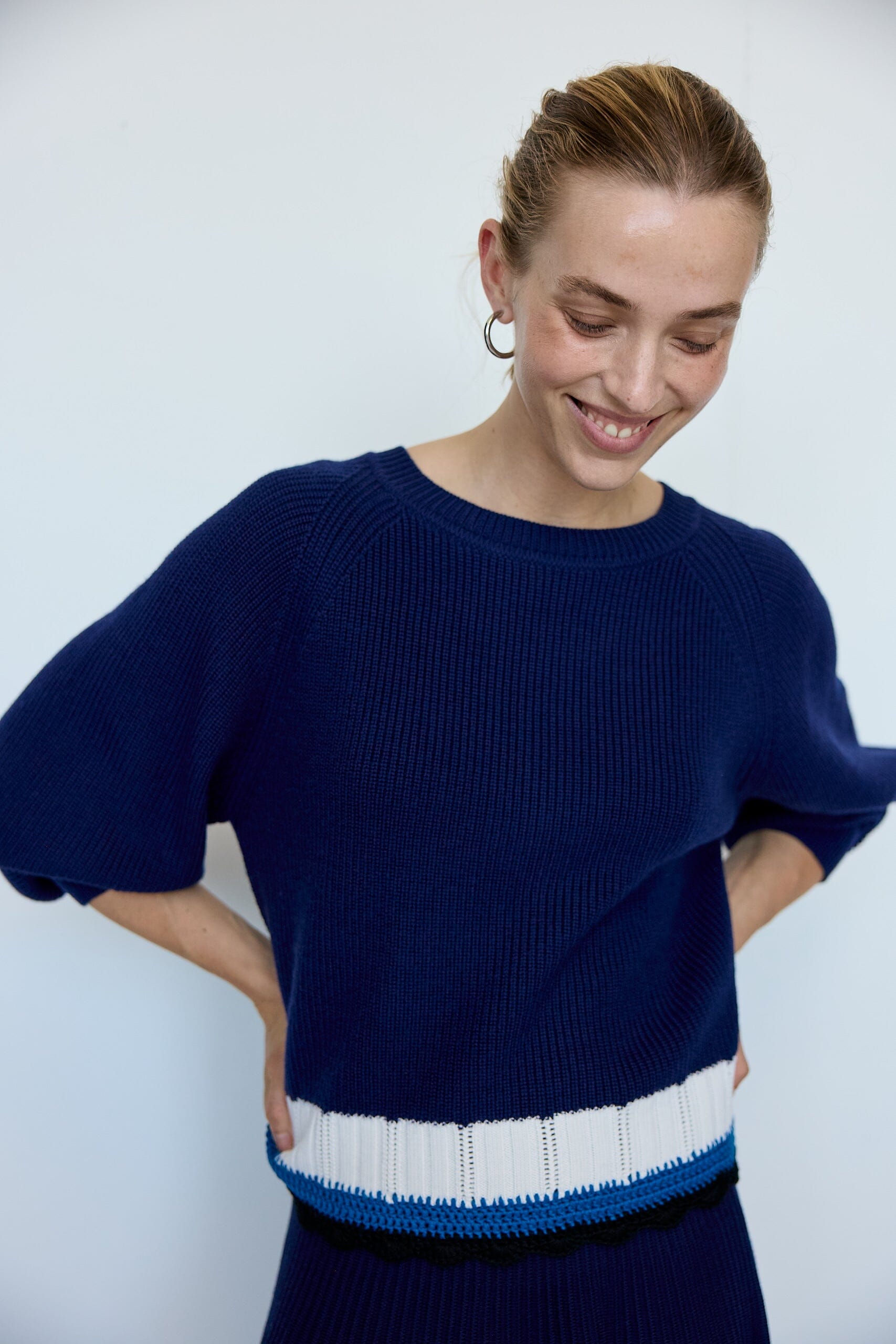 Boat Neck Sweater Iris and Wool 