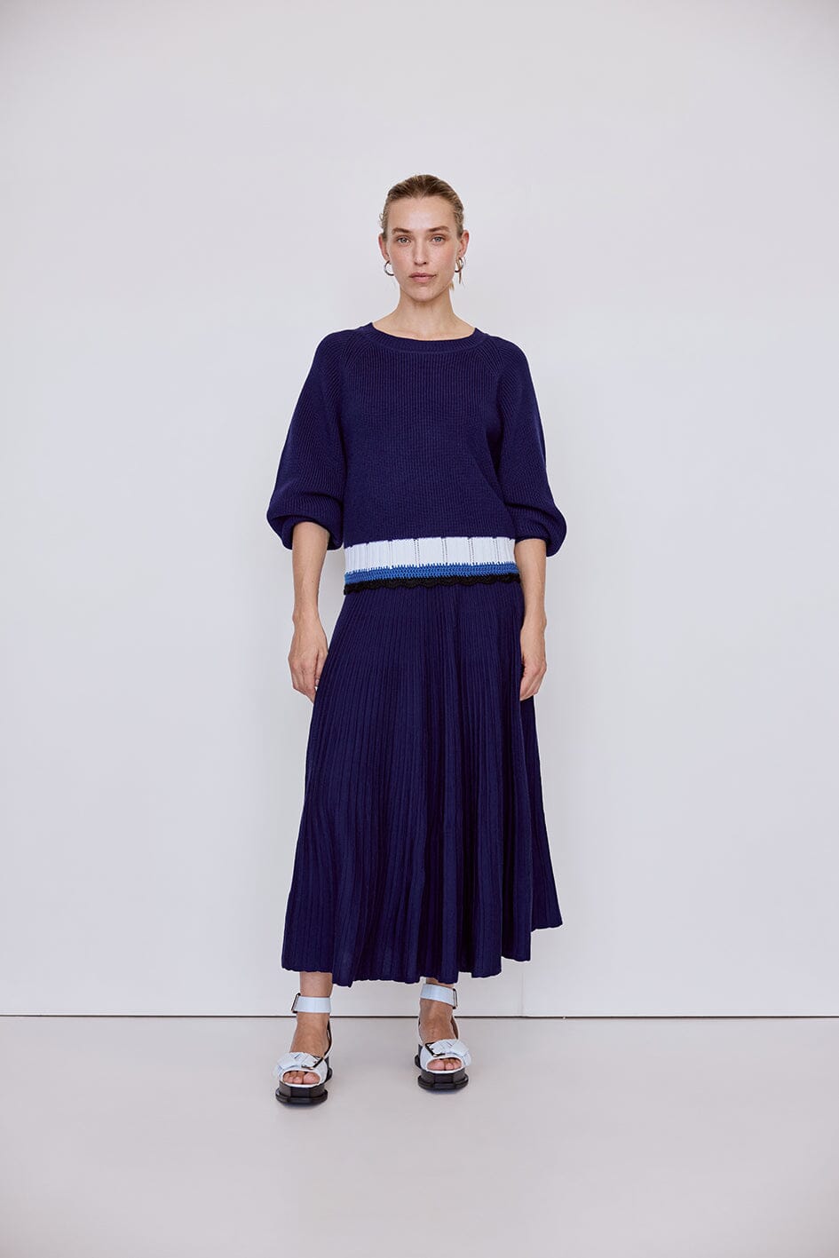 Boat Neck Sweater Iris and Wool 