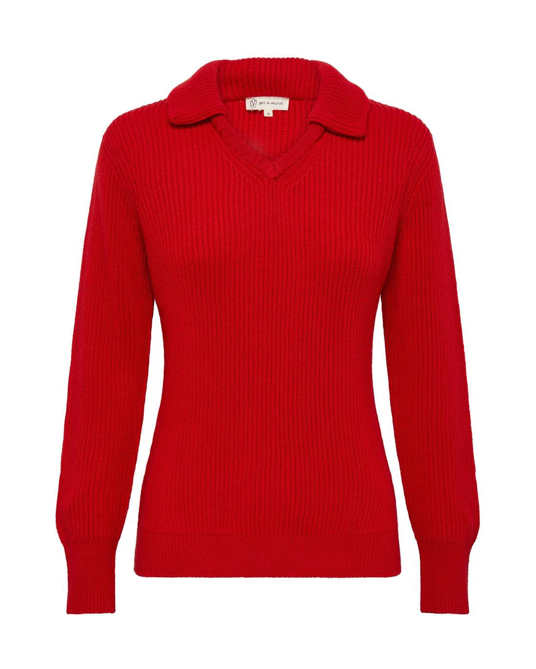 Collar V Neck Rib Sweater Knitwear Iris and Wool 