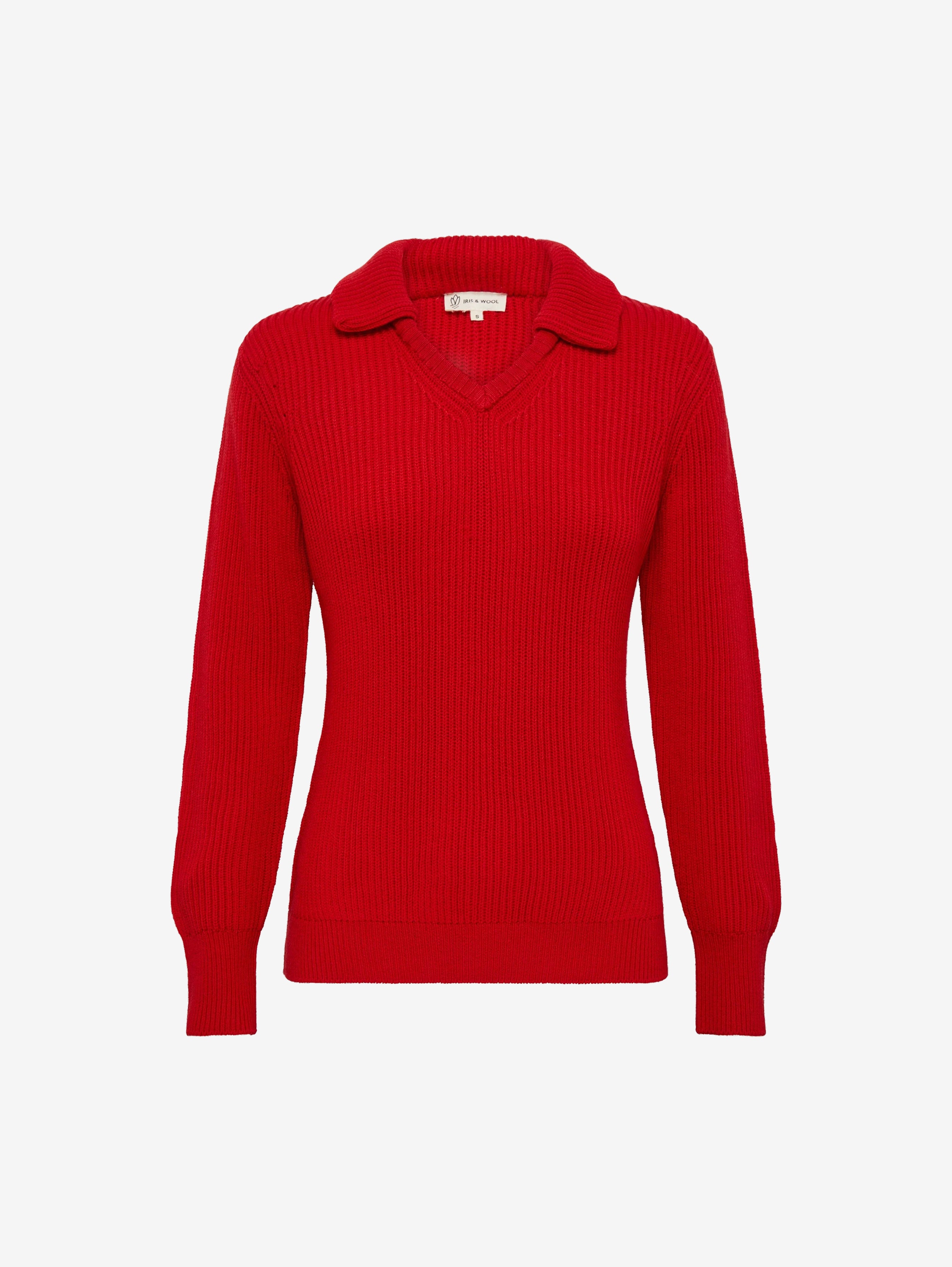 Collar V Neck Rib Sweater