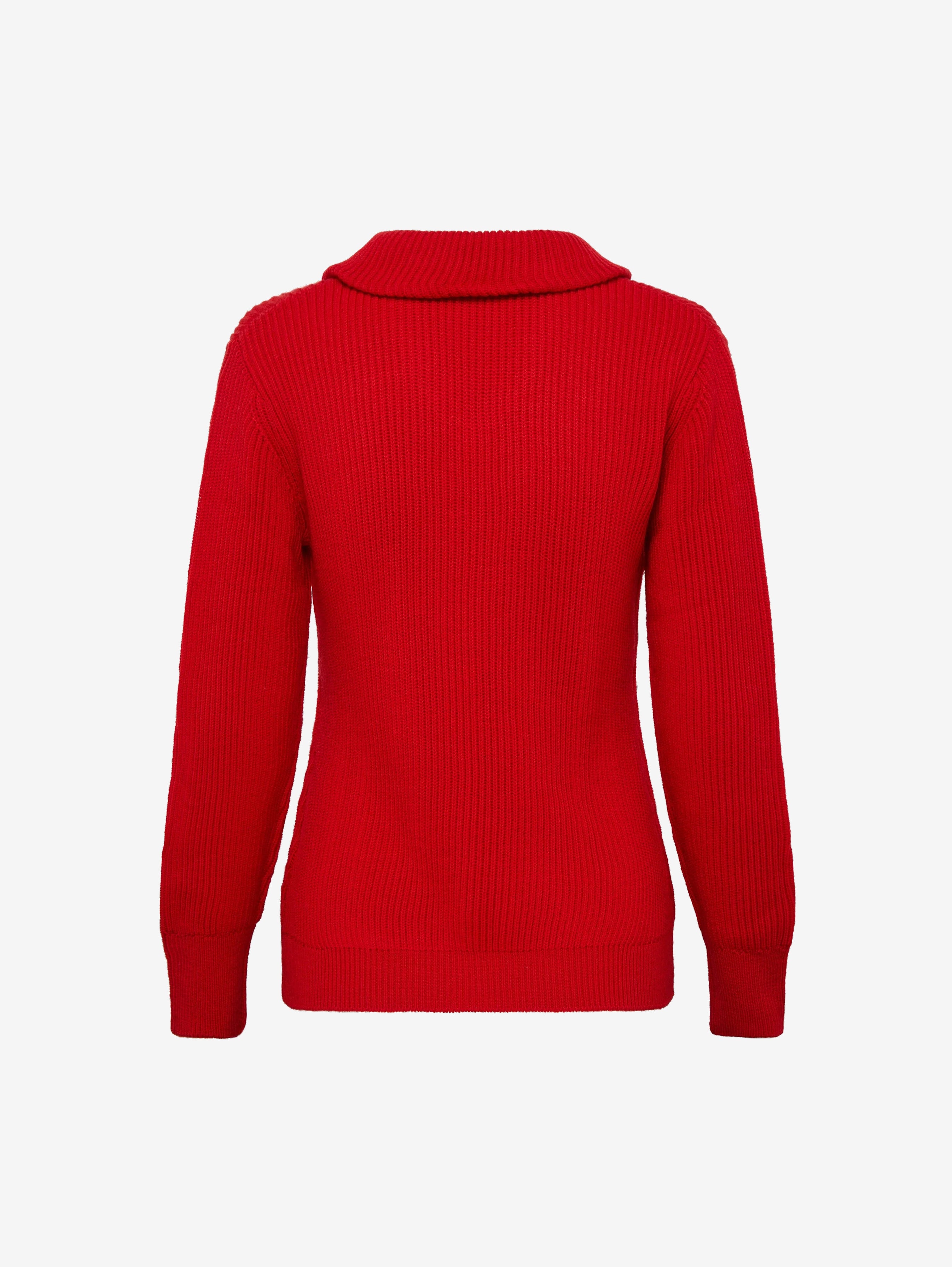 Collar V Neck Rib Sweater