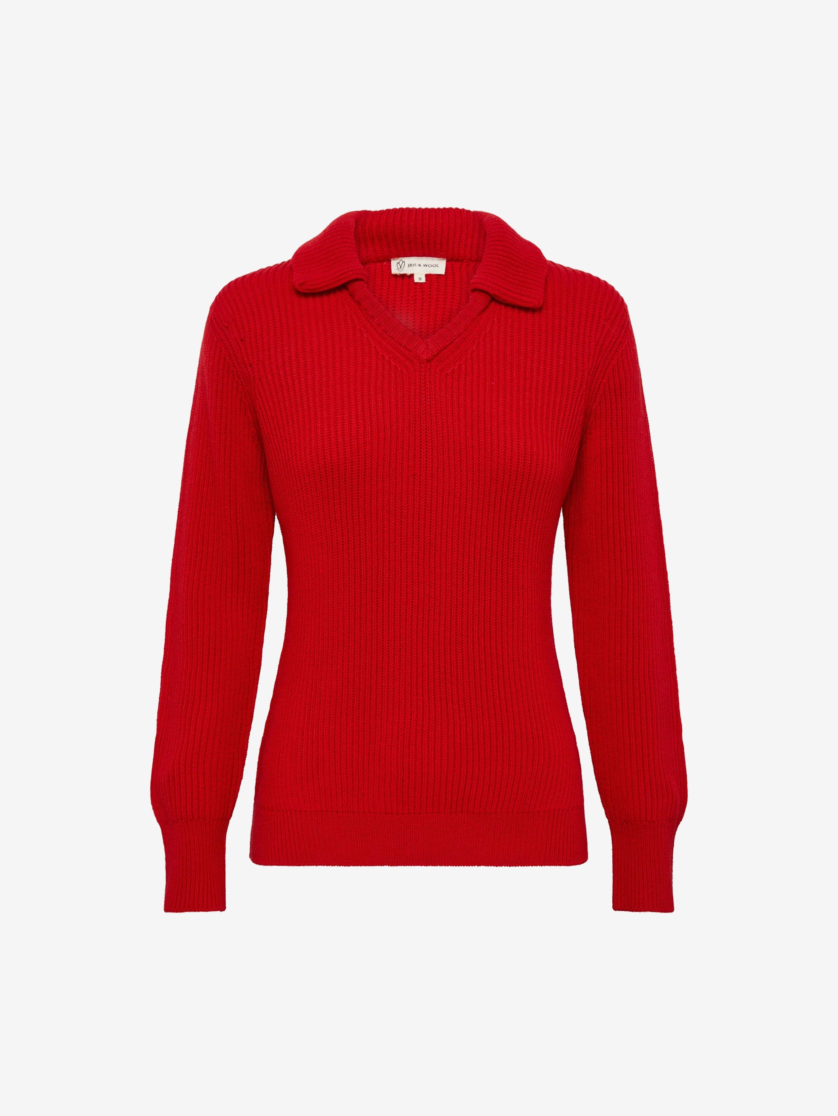 Collar V Neck Rib Sweater Knitwear Iris and Wool 