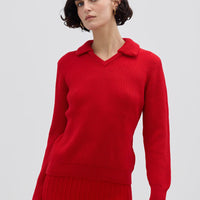 Collar V Neck Rib Sweater Knitwear Iris and Wool 