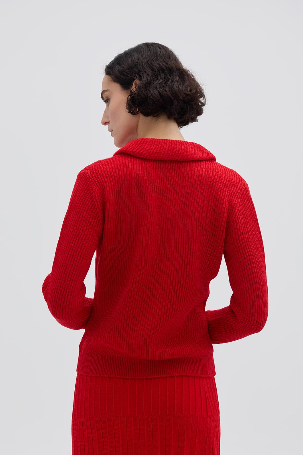 Collar V Neck Rib Sweater Knitwear Iris and Wool 