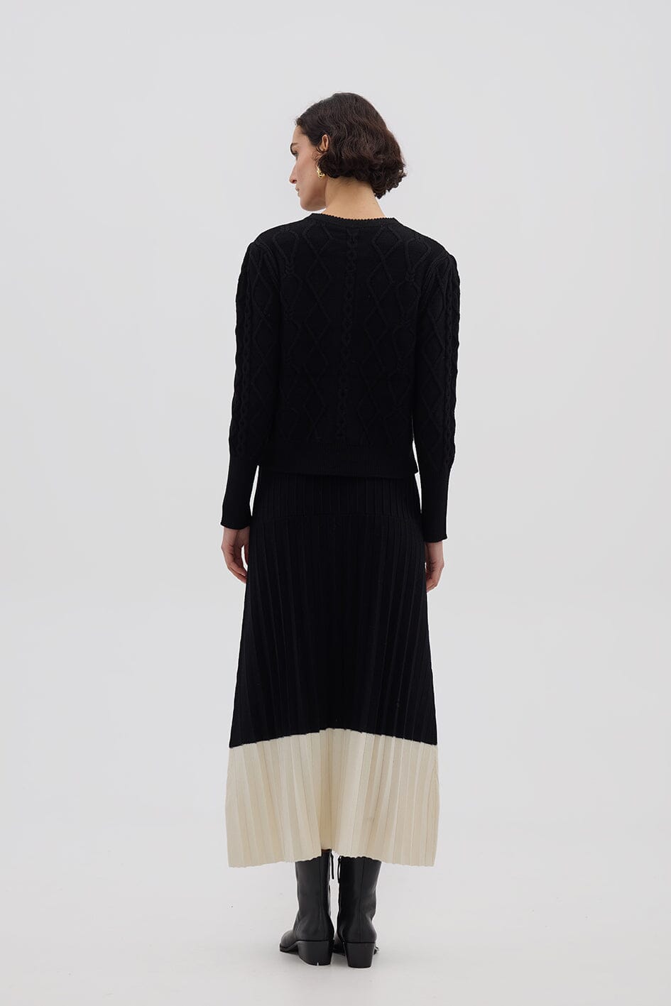 Colour Block Pleat Skirt Skirt Iris and Wool 
