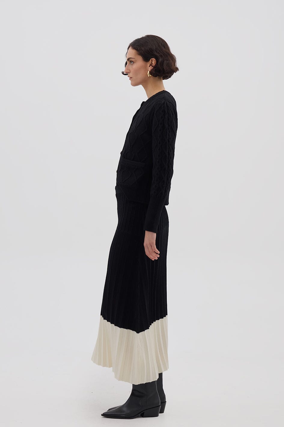 Colour Block Pleat Skirt Skirt Iris and Wool 