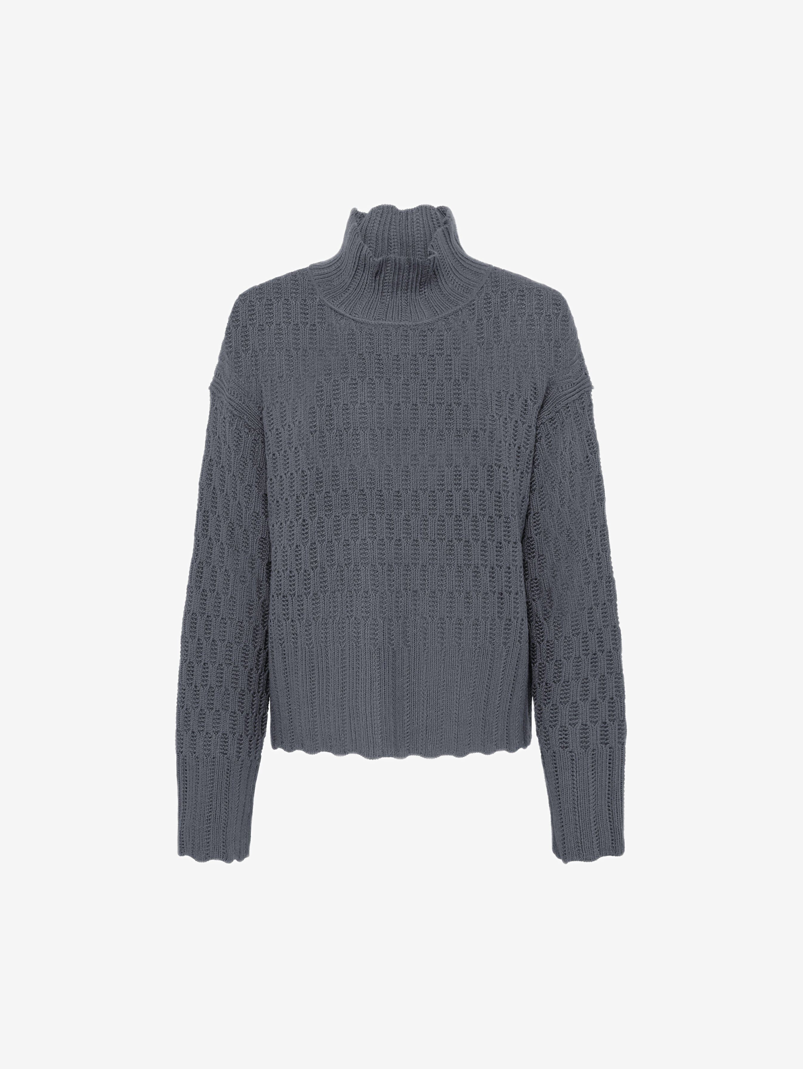 Corded Rib High Neck Sweater Knitwear Iris and Wool 