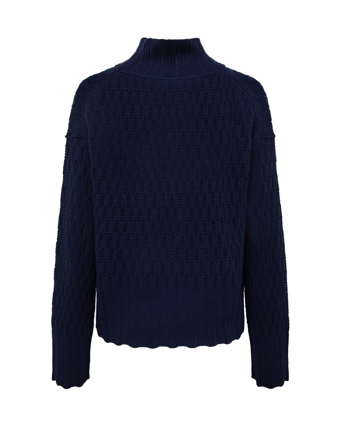 Corded Rib High Neck Sweater Knitwear Iris and Wool 