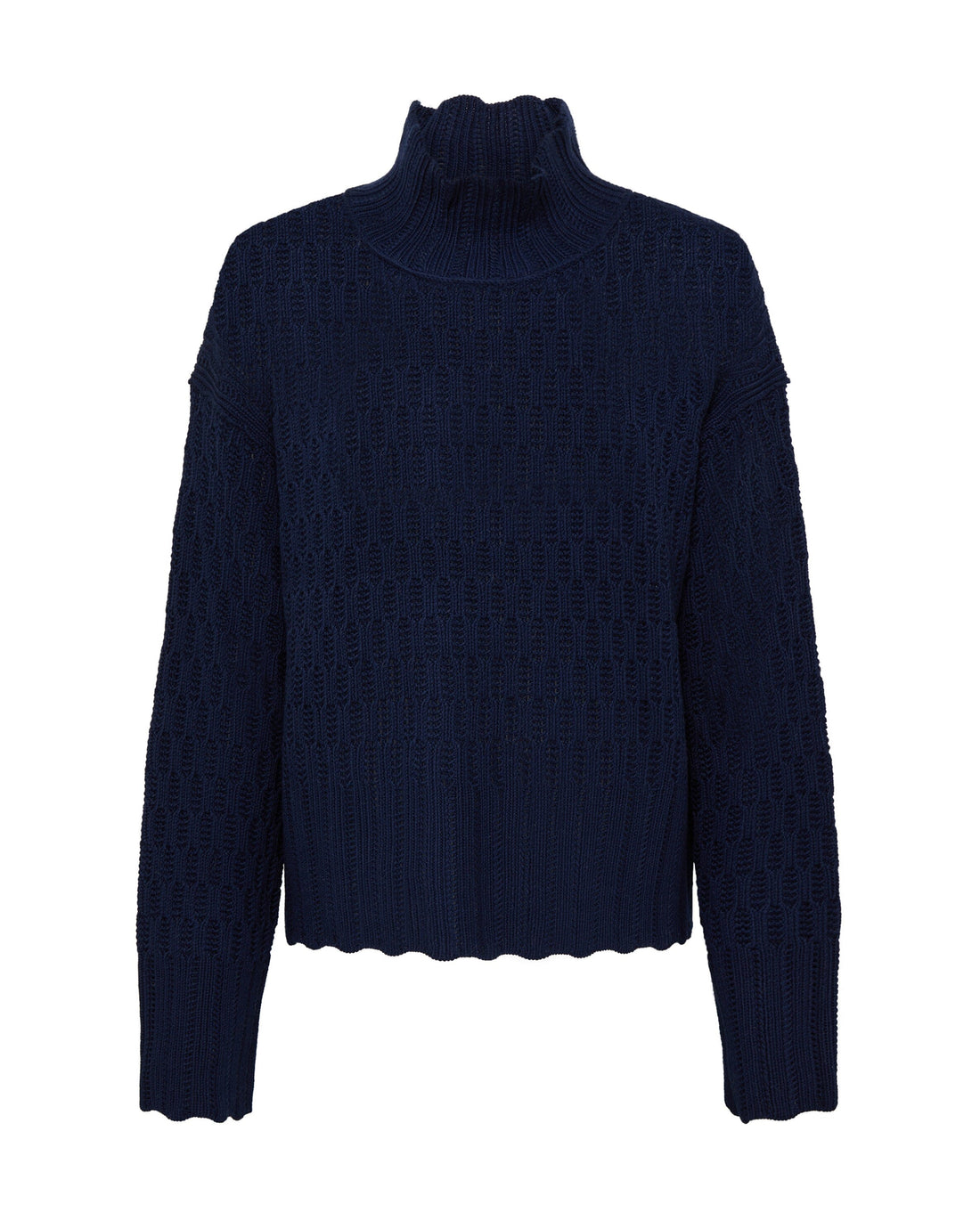 Corded Rib High Neck Sweater Knitwear Iris and Wool 