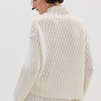 Corded Rib High Neck Sweater Knitwear Iris and Wool 