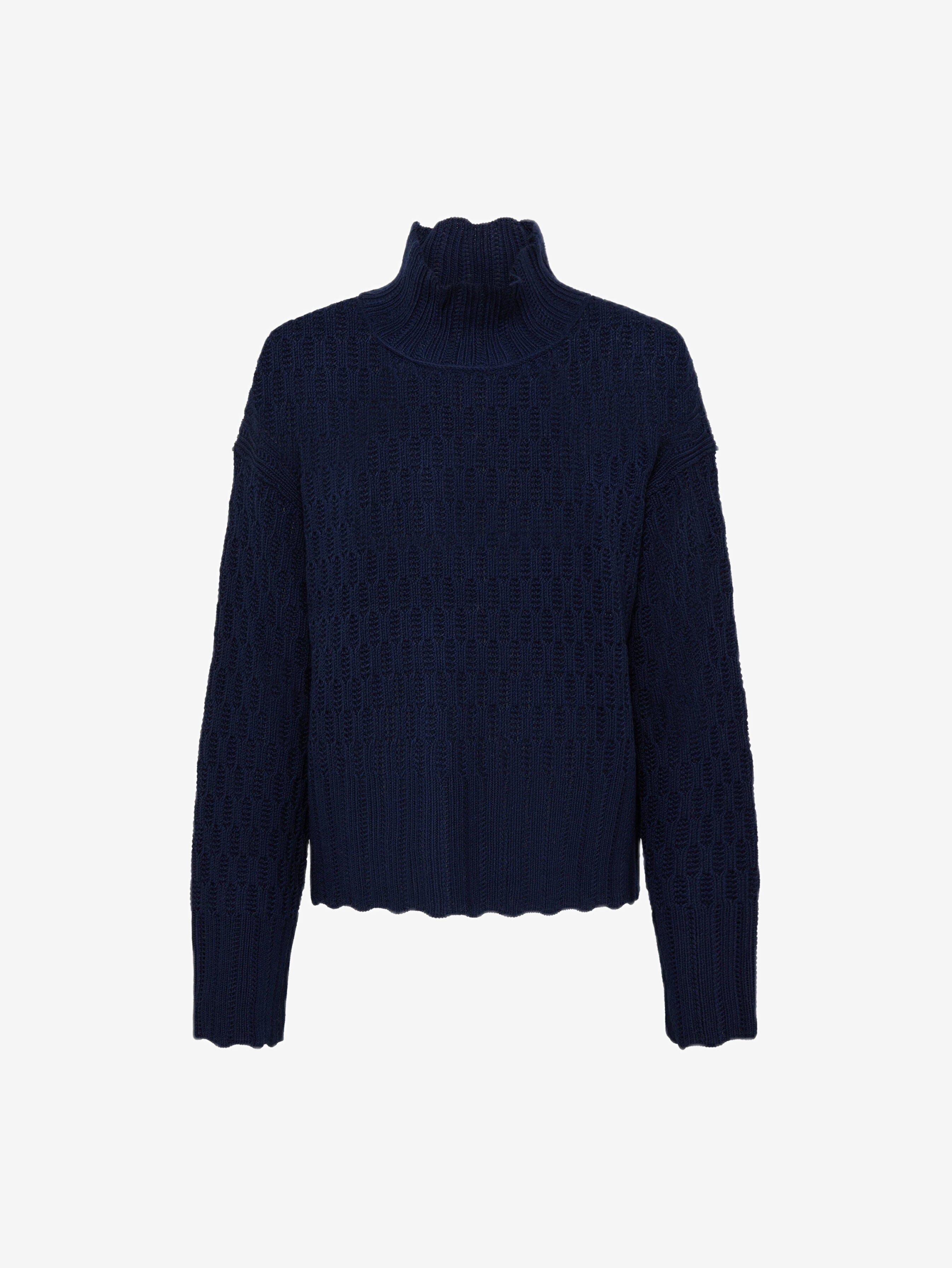 Corded Rib High Neck Sweater Knitwear Iris and Wool 