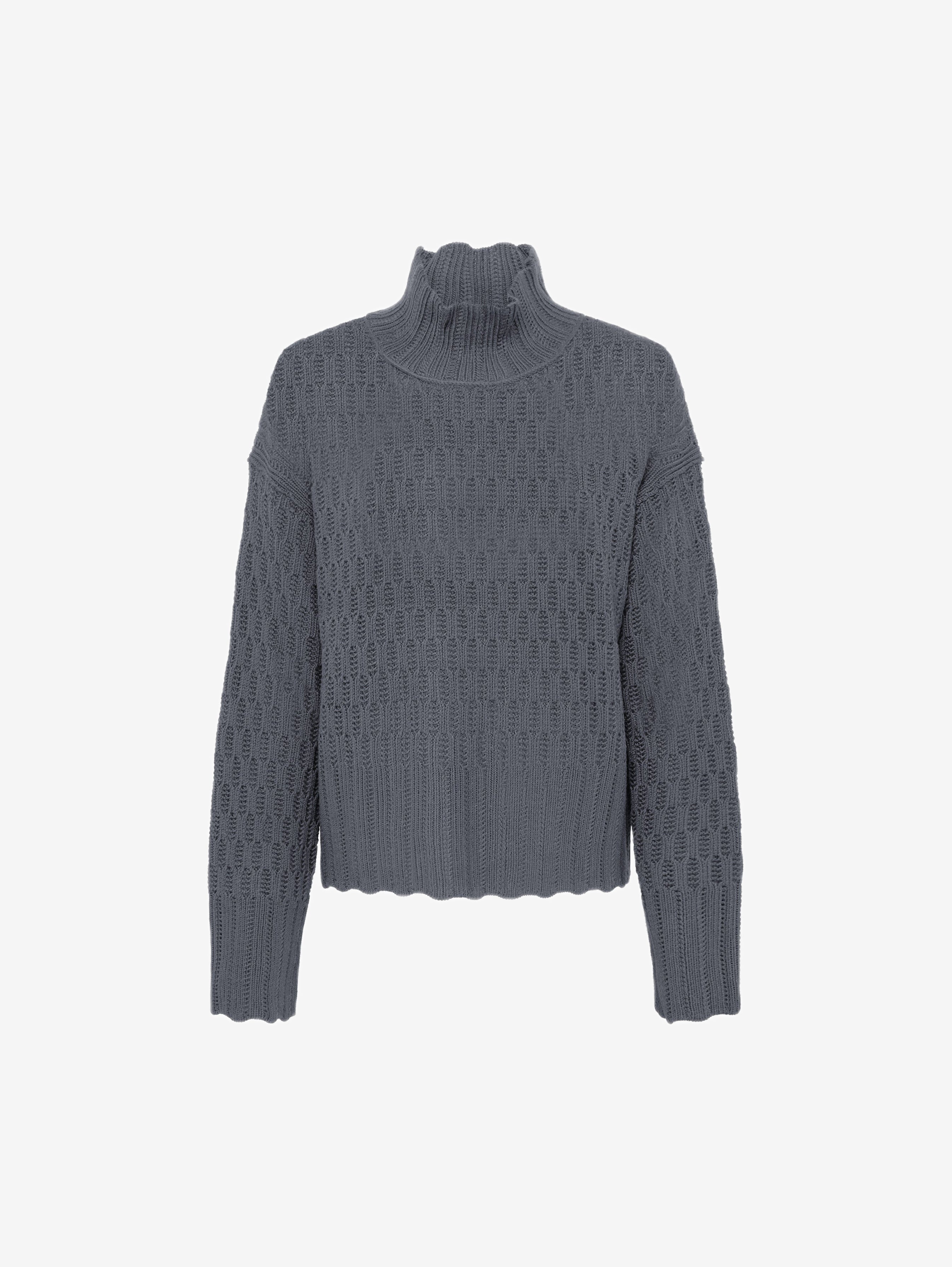 Corded Rib High Neck Sweater