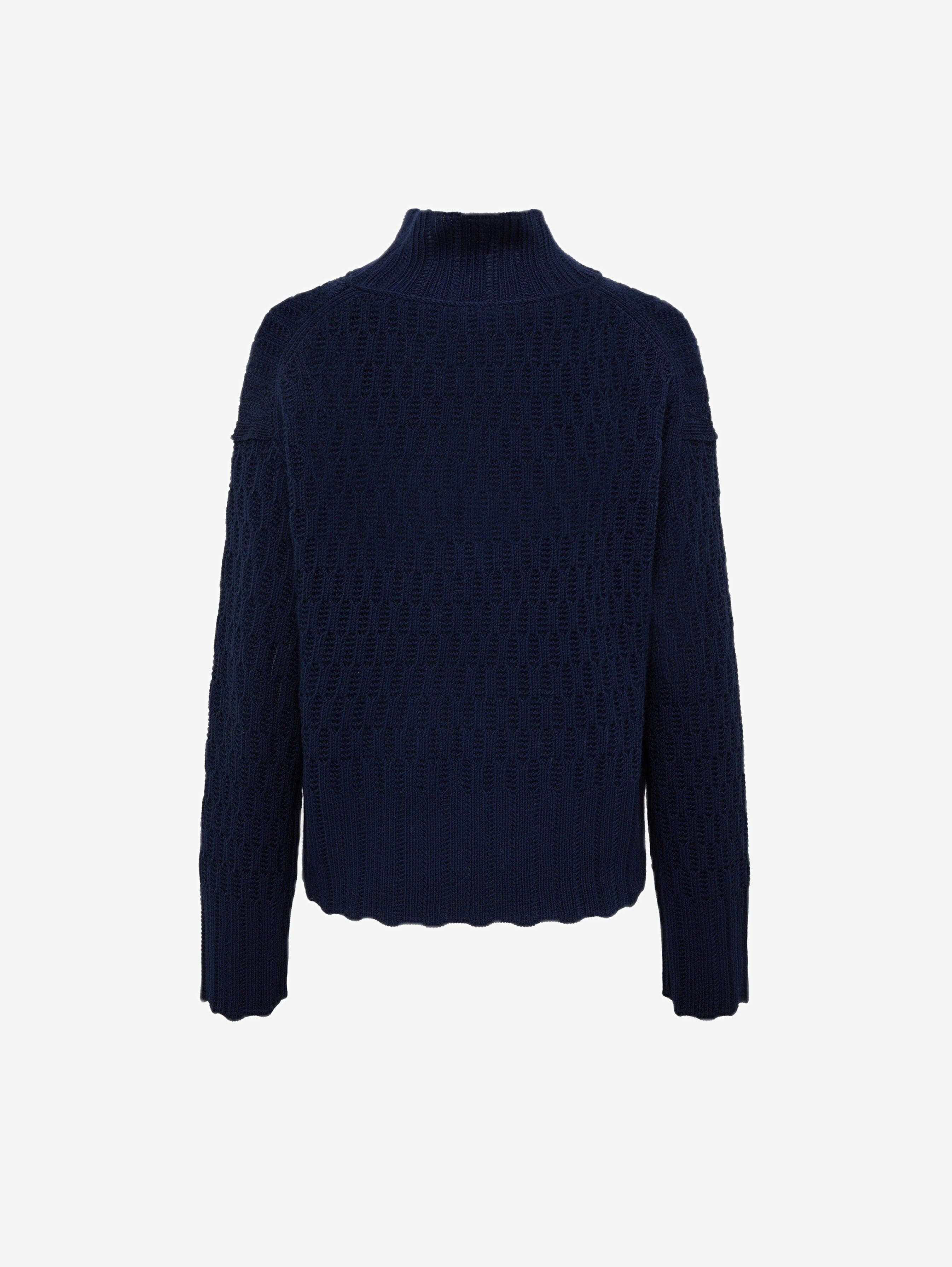 Corded Rib High Neck Sweater Knitwear Iris and Wool 