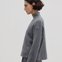 Corded Rib High Neck Sweater Knitwear Iris and Wool 