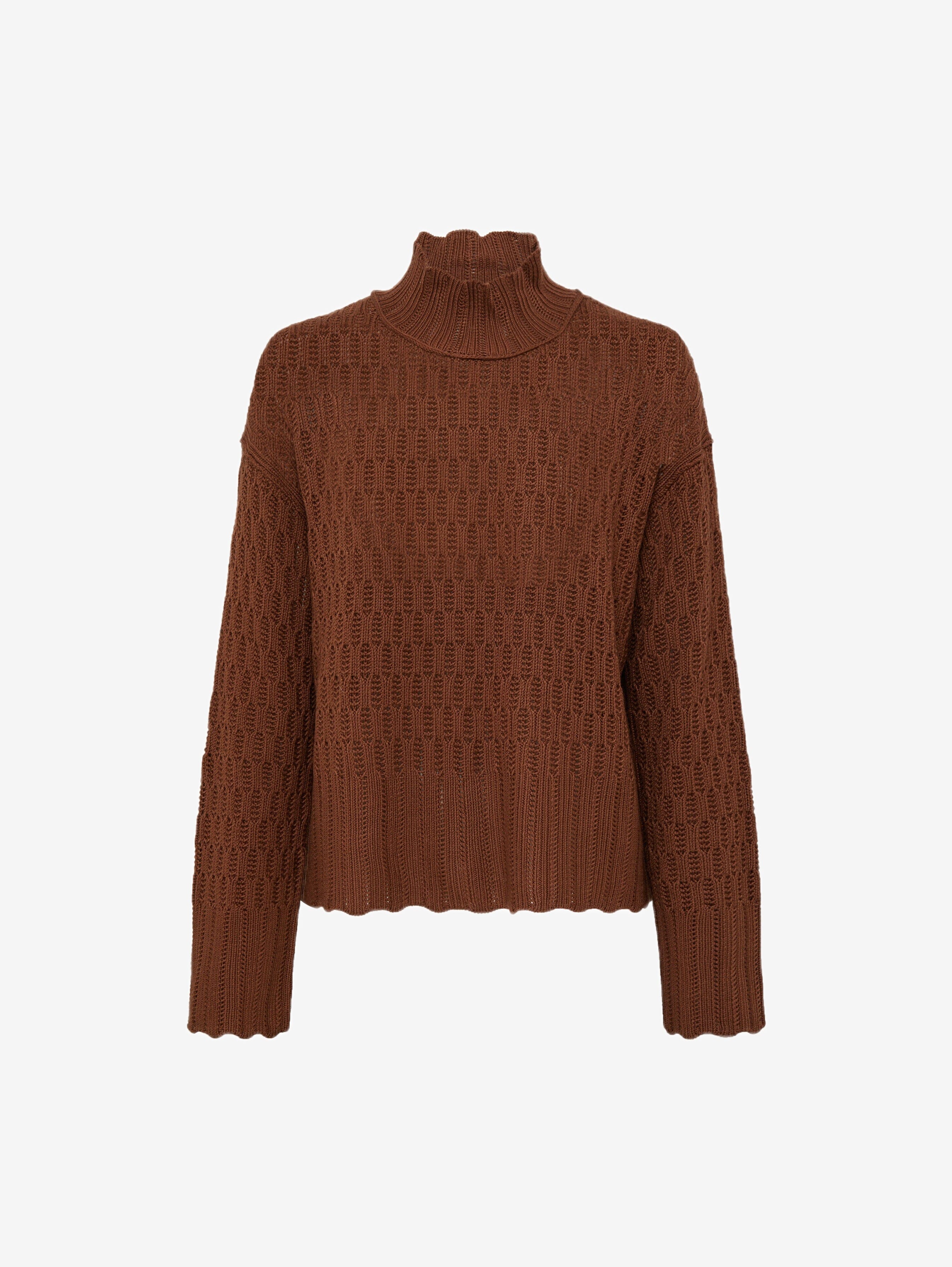 Corded Rib High Neck Sweater Knitwear Iris and Wool 