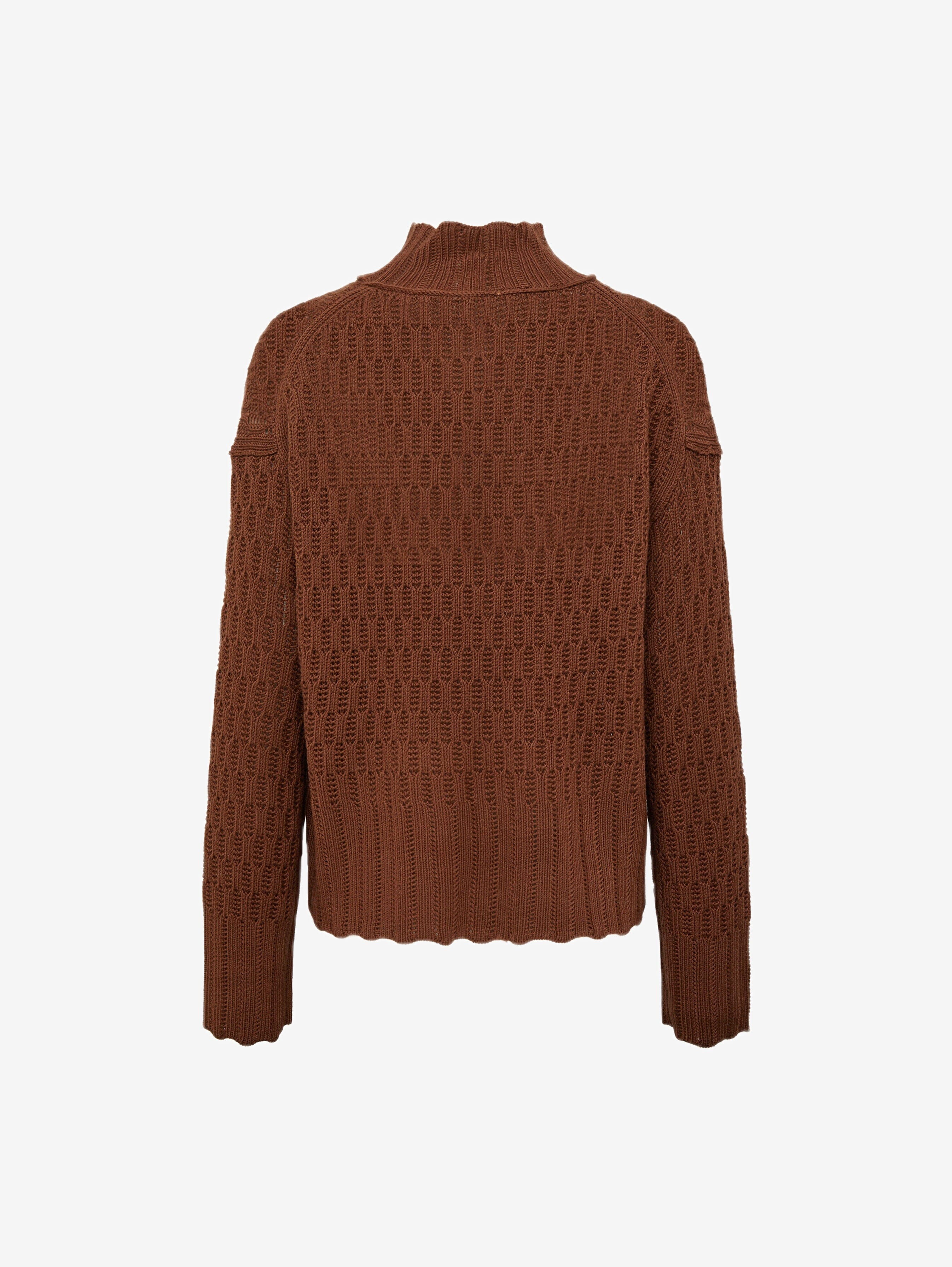 Corded Rib High Neck Sweater Knitwear Iris and Wool 