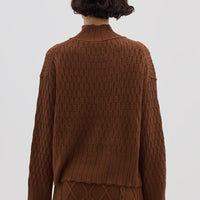 Corded Rib High Neck Sweater Knitwear Iris and Wool 