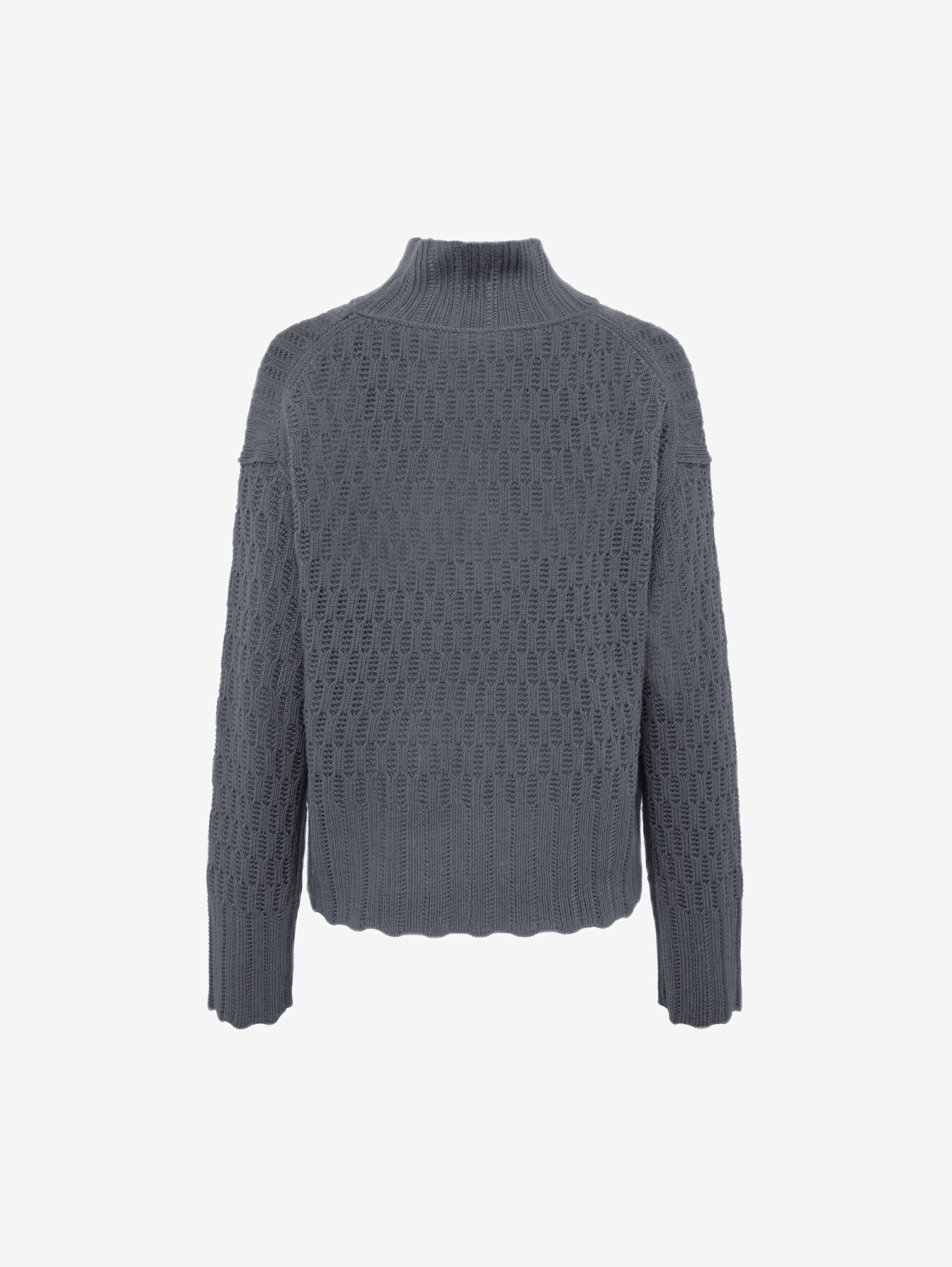 Corded Rib High Neck Sweater