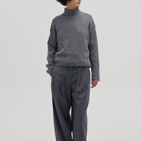 Corded Rib High Neck Sweater Knitwear Iris and Wool 
