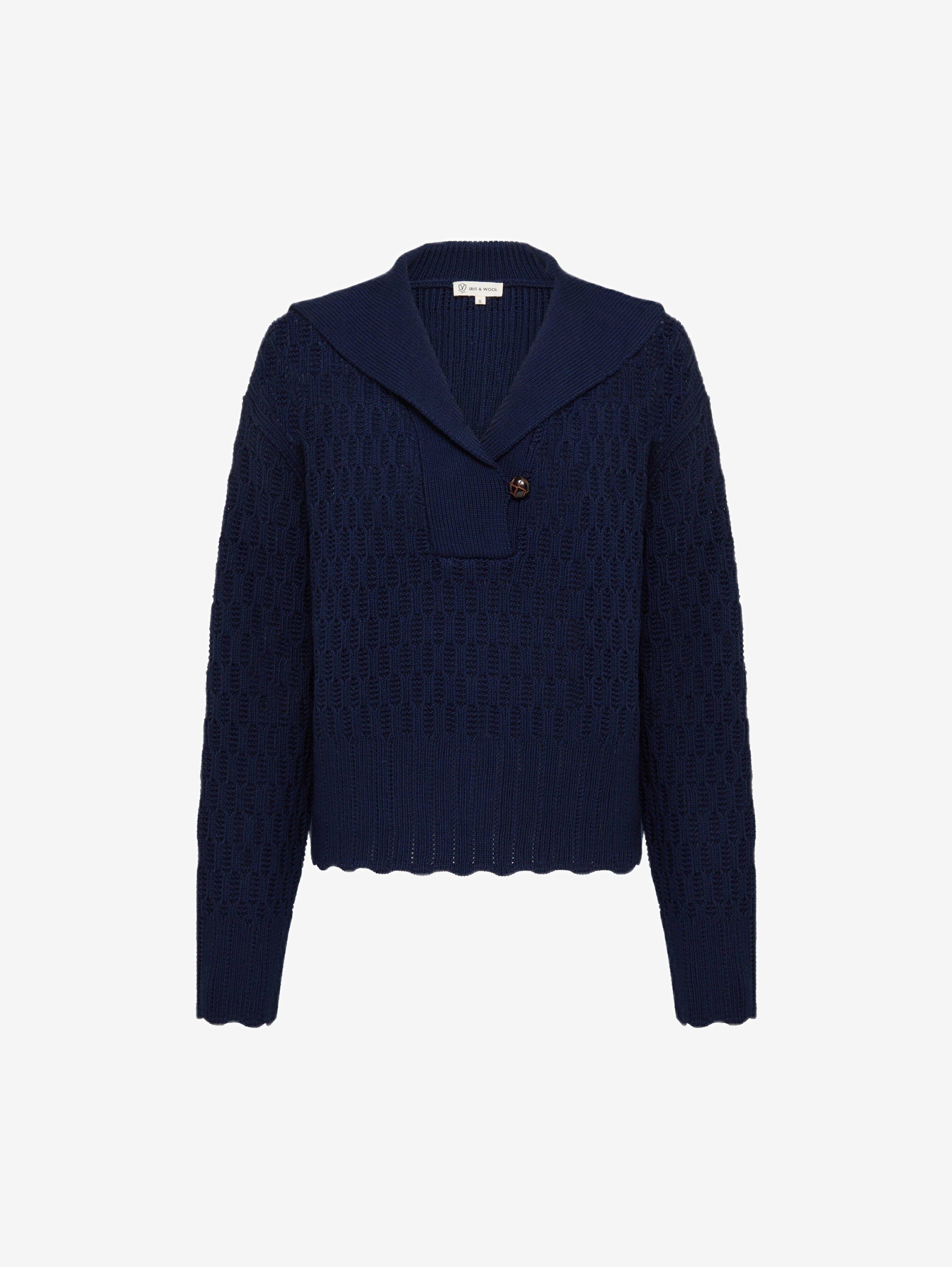 Corded Rib Sailor Collar Sweater Knitwear Iris and Wool 