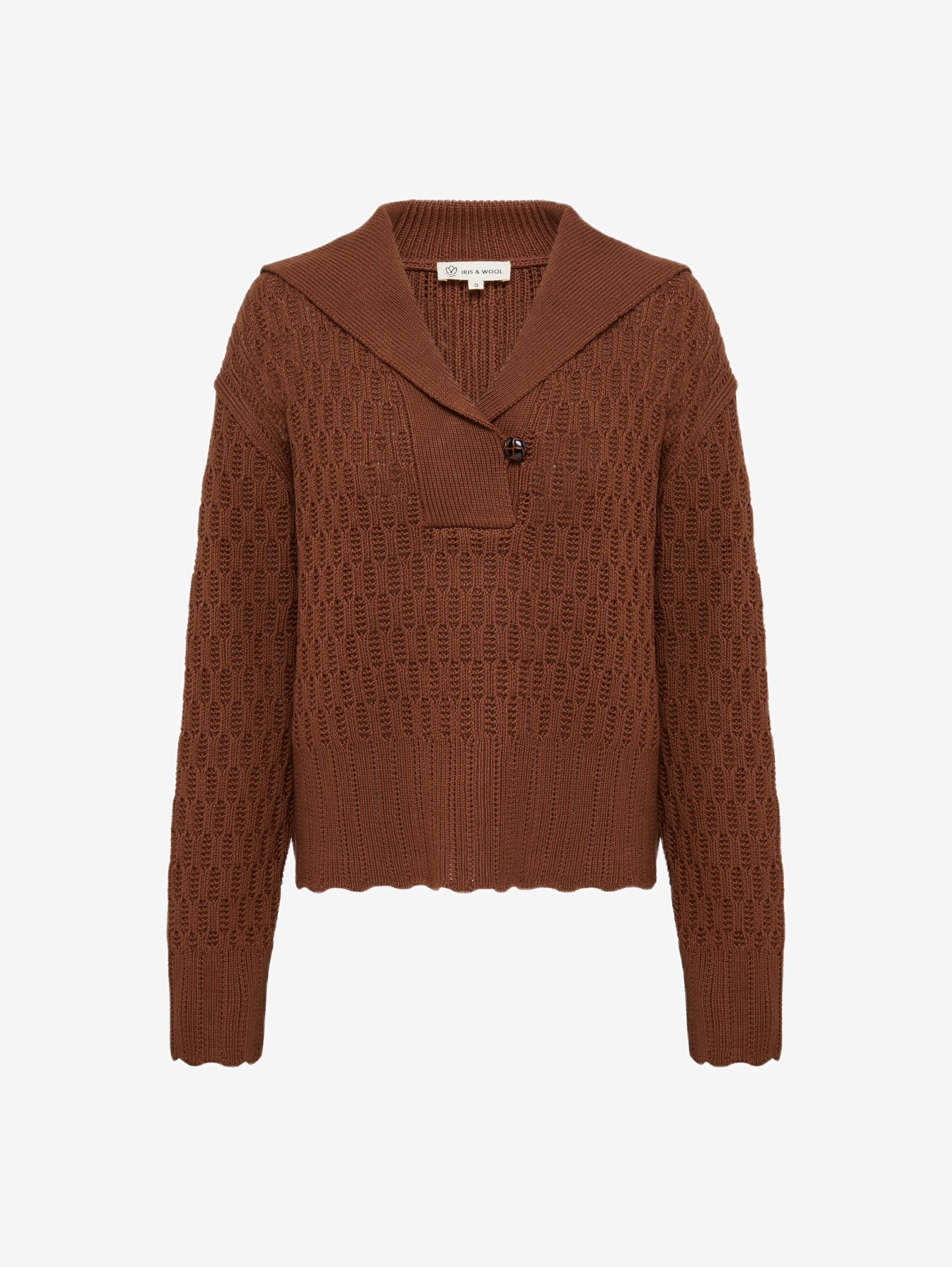 Corded Rib Sailor Collar Sweater Knitwear Iris and Wool 