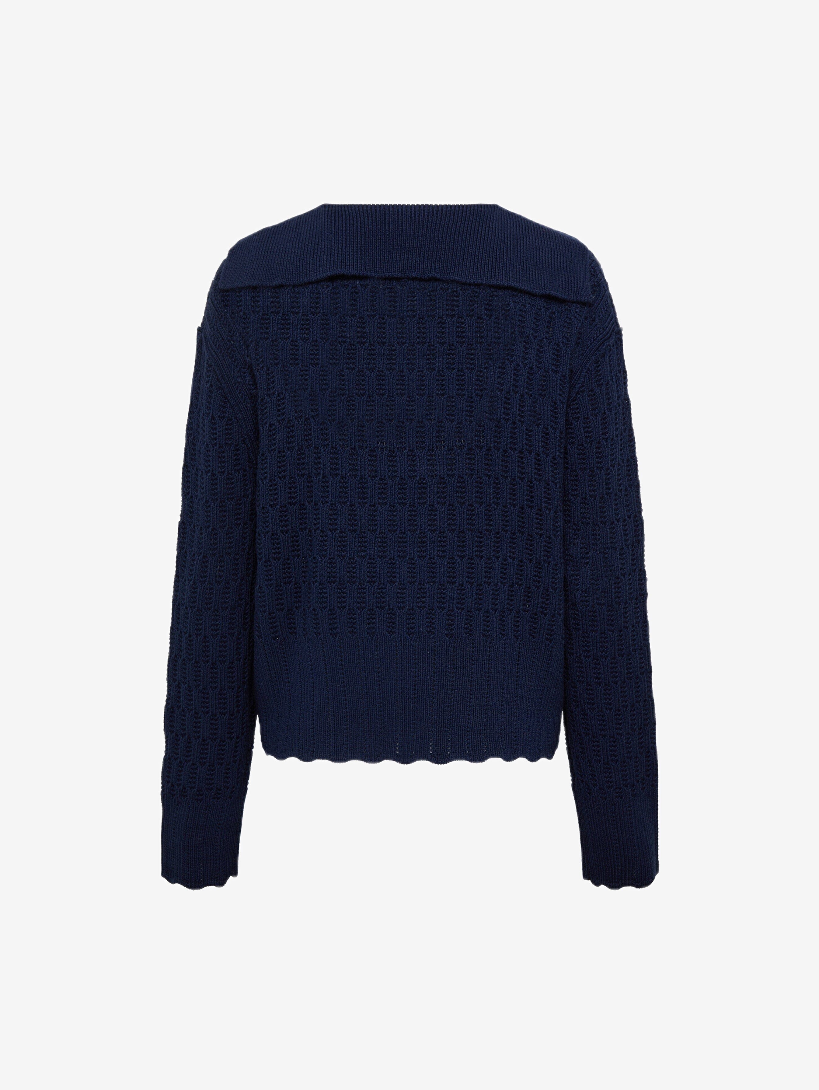 Corded Rib Sailor Collar Sweater Knitwear Iris and Wool 