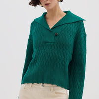 Corded Rib Sailor Collar Sweater Knitwear Iris and Wool 