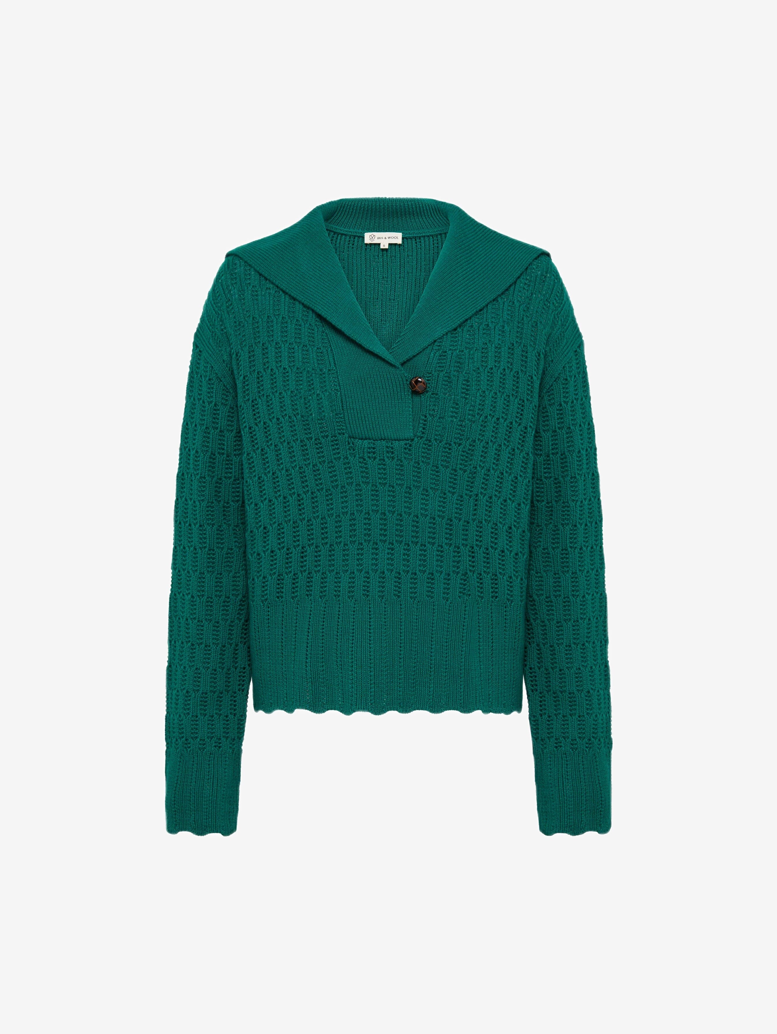 Corded Rib Sailor Collar Sweater Knitwear Iris and Wool 