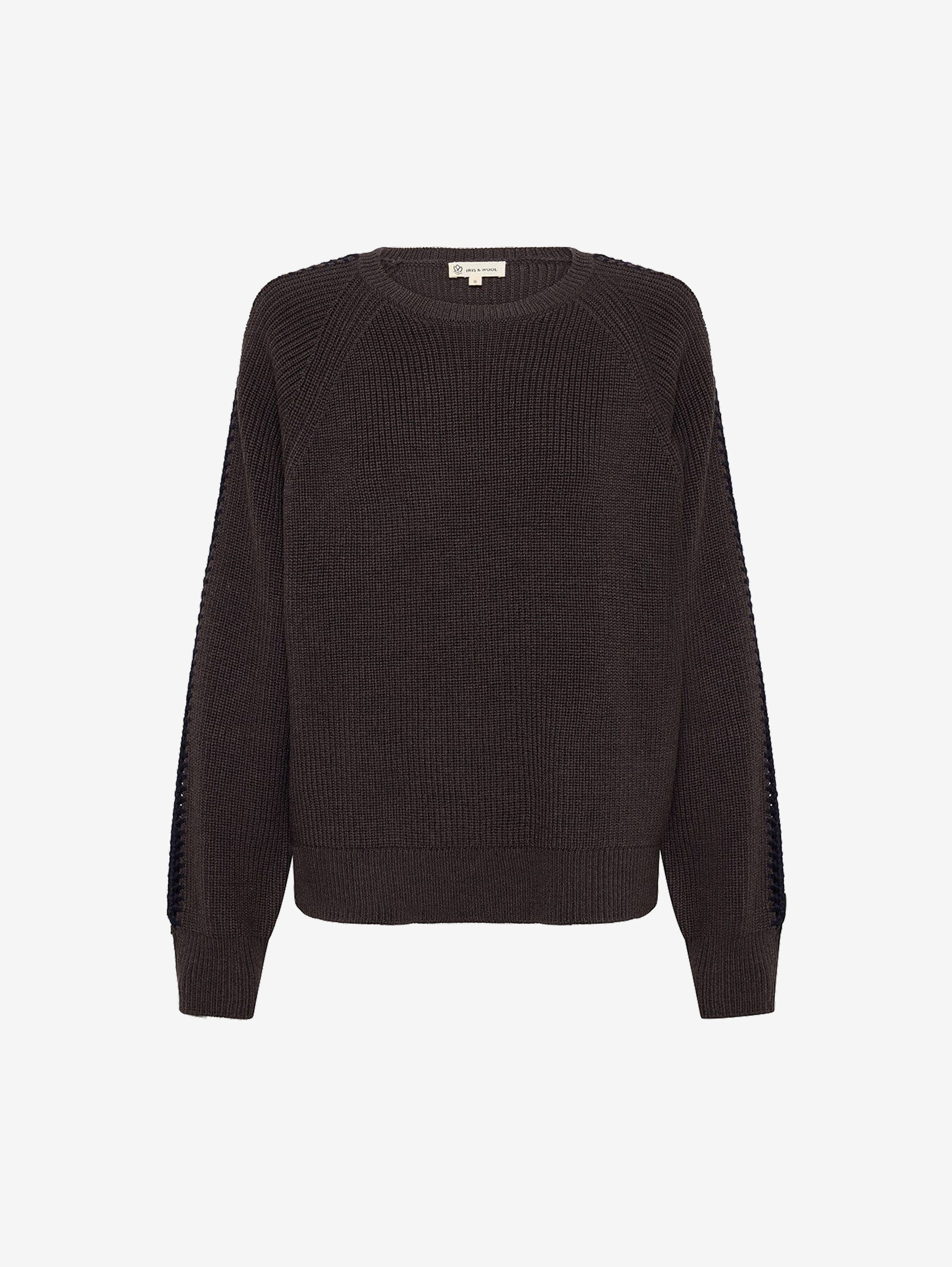 Crochet Inset Sleeve Sweater Knitwear Iris and Wool 