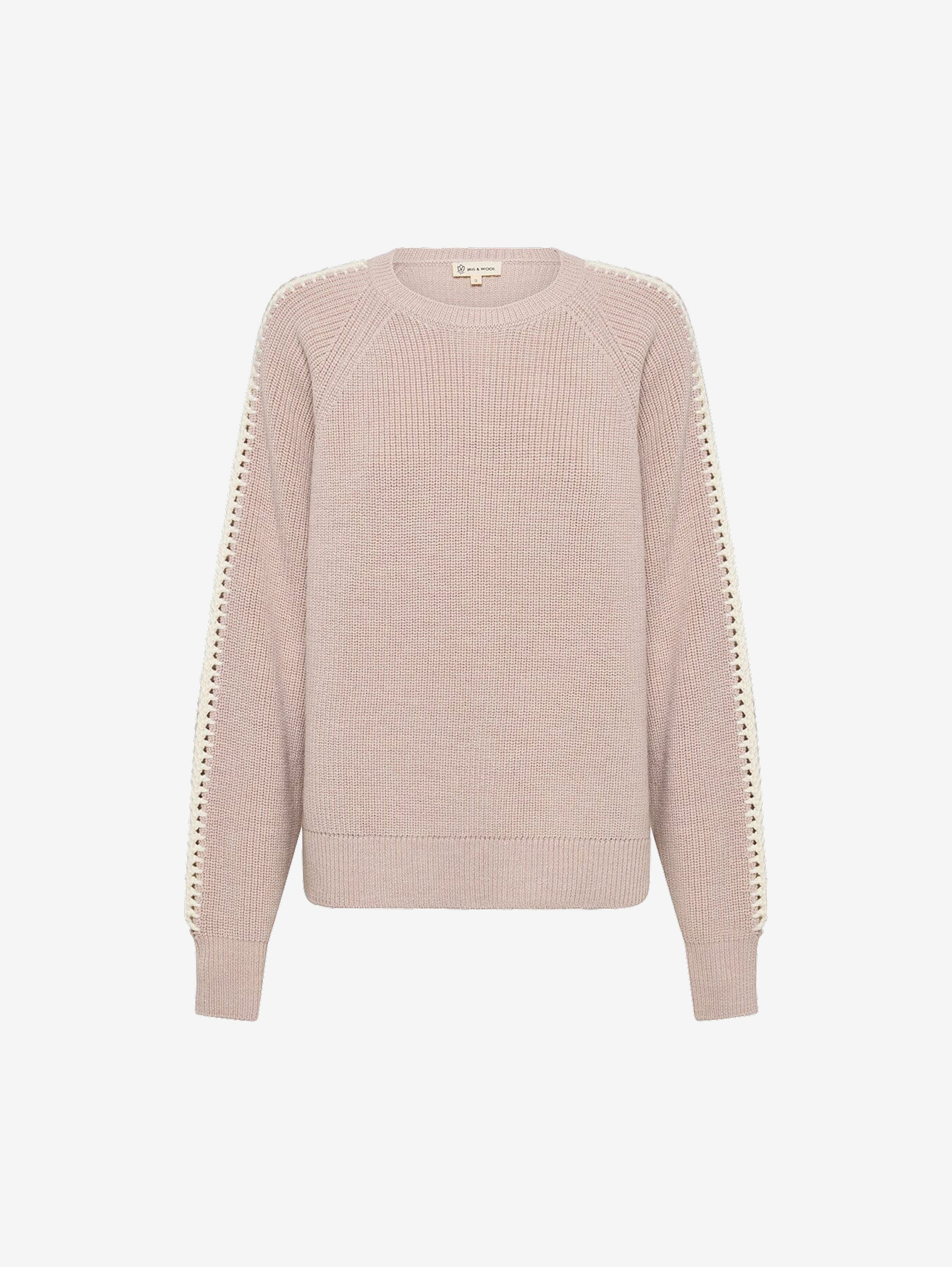 Crochet Inset Sleeve Sweater Knitwear Iris and Wool 