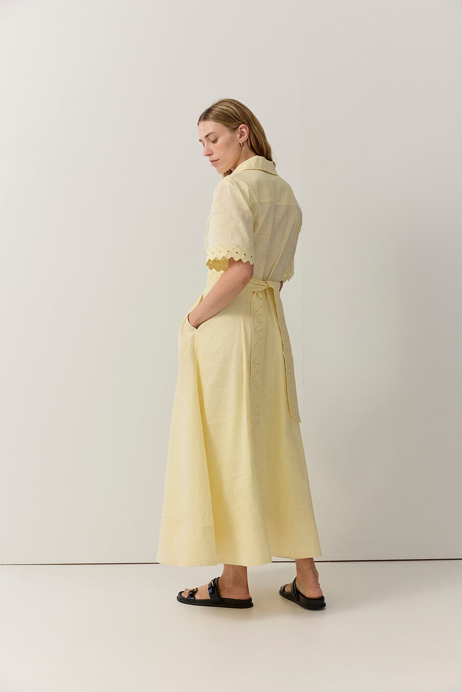 Cutwork Trim Shirt Dress Dresses Iris and Wool 