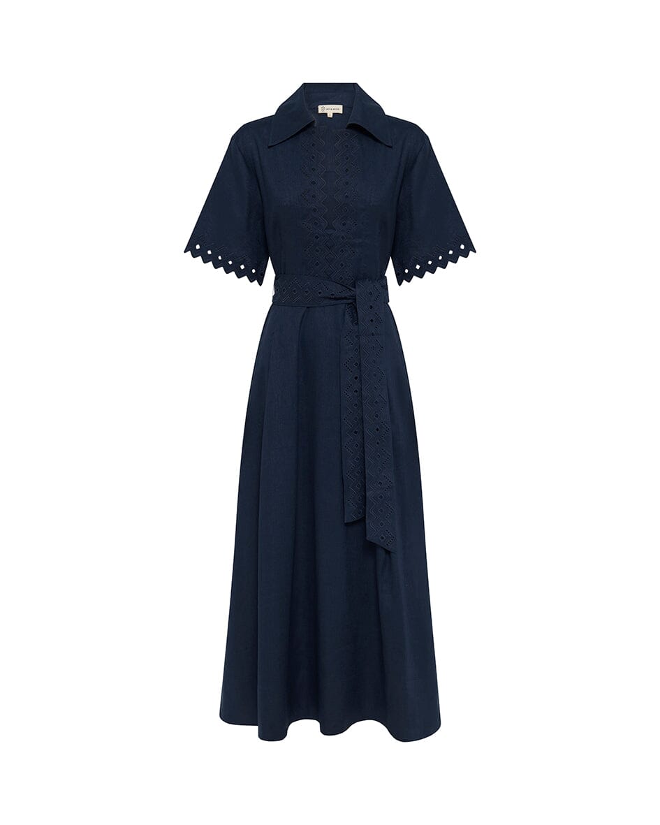 Cutwork Trim Shirt Dress Dresses Iris and Wool 