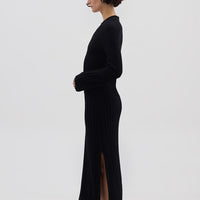 Engineered Rib Polo Dress Knitwear Iris and Wool 