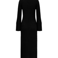 Engineered Rib Polo Dress Knitwear Iris and Wool 