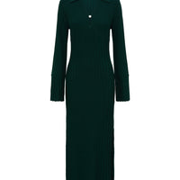 Engineered Rib Polo Dress Knitwear Iris and Wool 