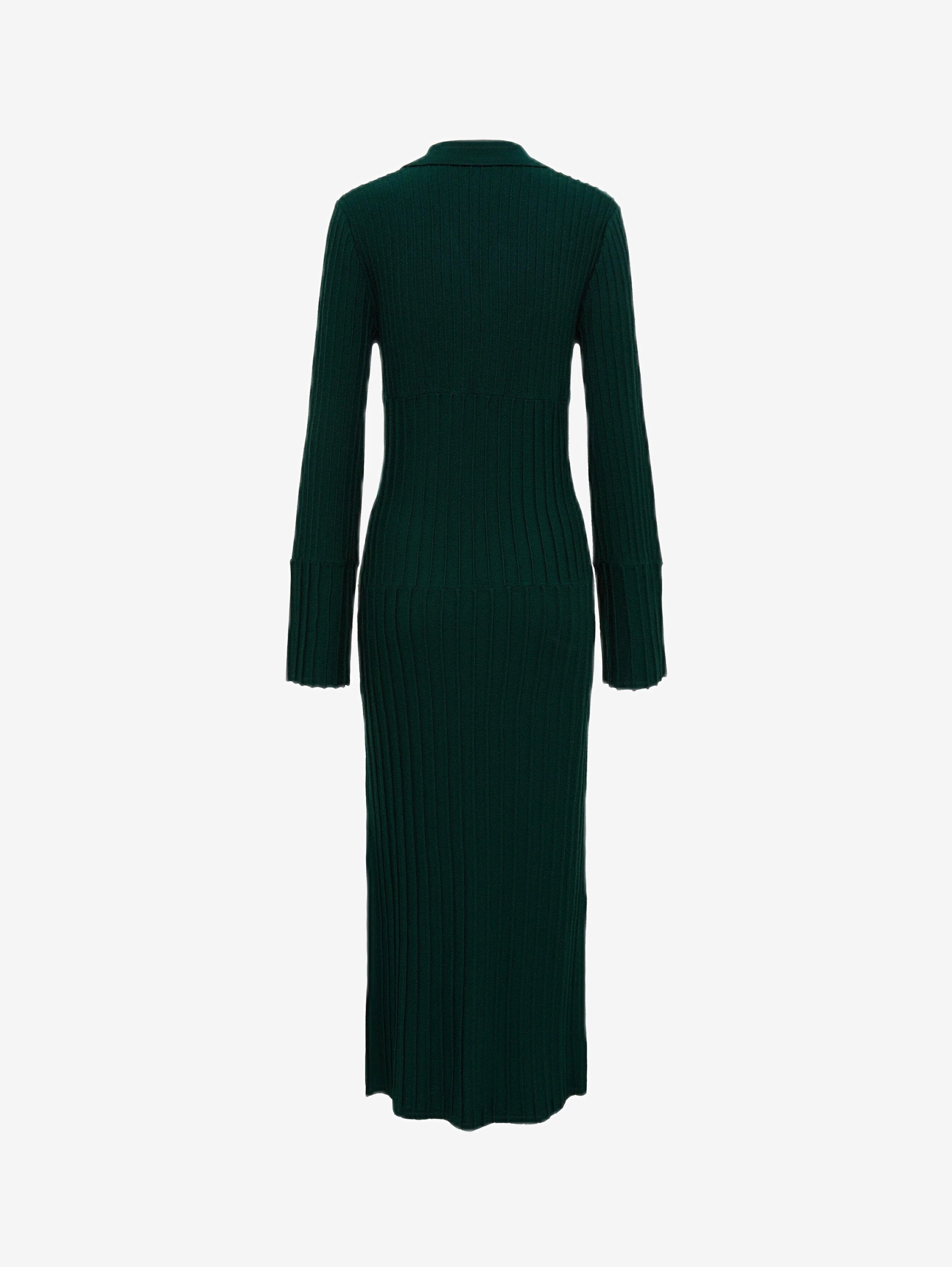Engineered Rib Polo Dress Knitwear Iris and Wool 