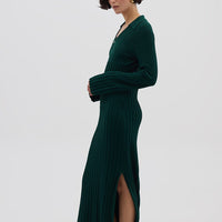 Engineered Rib Polo Dress Knitwear Iris and Wool 